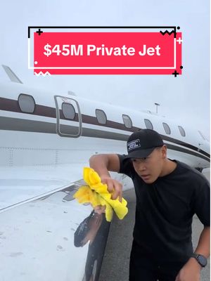 Detailing a $45M Dollar Private Jet at the most SECURE Airport in the World 🌎  #aircraftdetailing #privatejet #aviation 