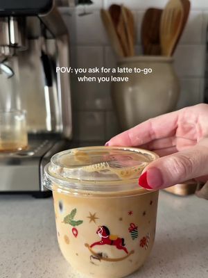 How cute are these cups from @TOSSWARE 🎄❣️ OBSESSED with making to-go lattes in these! Their site is linked in my bio with a 20% off coupon for you 🫶🏼 #coffee #coffeetiktok #tossware #coffeetok #christmaslatte 