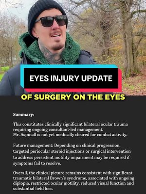 Latest on my eyes and what’s next for me with fighting 👊 #UFC #fyp #viral #tomaspinall 