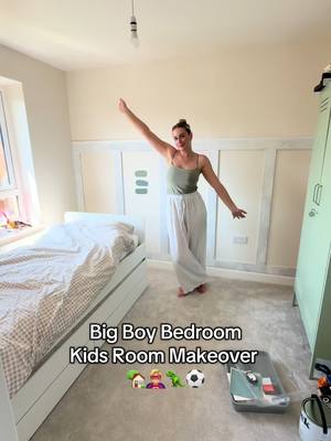 Operation PAINT this room 🎨⚒️🏡 Day 2 of the kids room makeover! What do you think of the colour Arlo has gone for? Stay tuned to see how I make this into Arlo’s childhood dream bedroom✨ follow for more 🥰 and save for future inspo x #kidsroom #bigboyroom #boyroom #newbuildjourney #newbuildhomes        