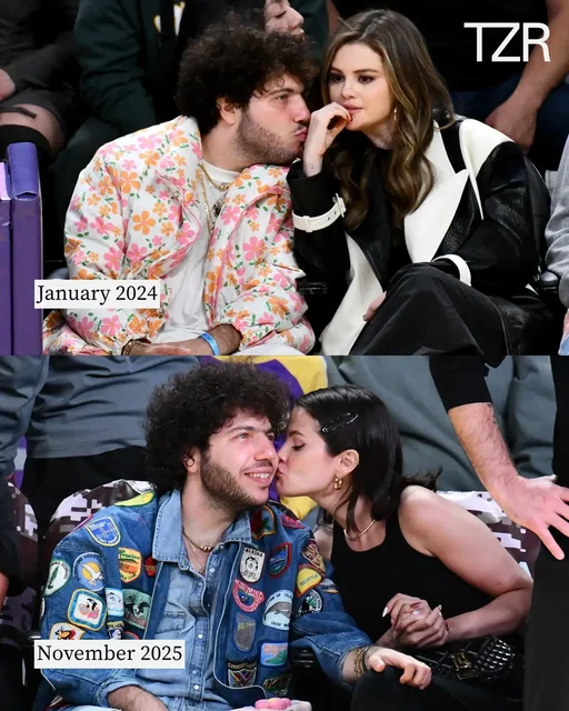 Newlyweds #SelenaGomez and #BennyBlanco were all smiles courtside at the Lakers game last night. 📷: Getty