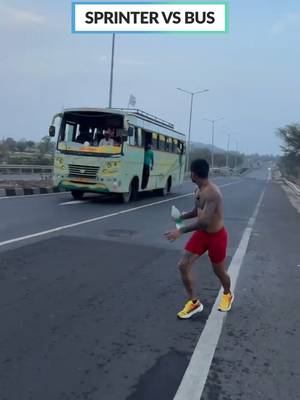 Keeping up with a bus w/ @sprinter_gopi 🤯 #Speed #sprinting #commute #Beastmode #TrackStar
