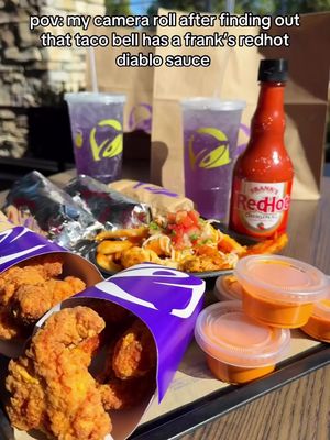 getting frank’s redhot diablo sauce at @tacobell means i will be doing a photoshoot for my dinner