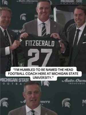 Pat Fitzgerald has been introduced as the new head football coach for Michigan State.  #michiganstate #CollegeFootball #cfb #spartans 