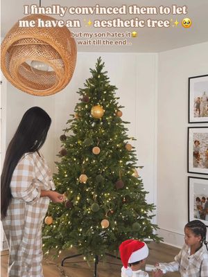 I’m sorry, I can’t get with the 90s Christmas trend this year. I loveee the nostalgia vibes on my feed but seeing those colorful lights everyday might make me nauseous lol. He’s gunna get his own tree for his room😂 ima keep my aesthetic tree this year and maybe next year I’ll *tryyyy* some color 😅  #christmasdecorating 