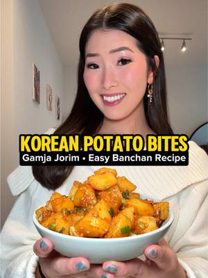 gamja jorim (korean potato bites) is SOOO YUMMY. They’re the perfect banchan or side dish you’ve likely seen at korean barbecue! This is my easy recipe that takes just 20 minutes and is perfectly fool-proof for beginners in the kitchen :)  As with many other korean side dishes, you can serve this hot or cold. Just eat within 3 days!  INGREDIENTS & MEASUREMENTS:  — 1 pound potatoes (yellow or Yukon gold)  — 1/2 cup water  — 2 tbsp light soy sauce  — 1 tbsp sesame oil  — 2 tbsp honey (or Korean corn syrup)  — 1 to 2 tbsp minced garlic  — OPTIONAL: 1/2 tsp gochugaru  #potatoes #gamjajorim #EasyRecipe #koreansidedish #koreancooking 