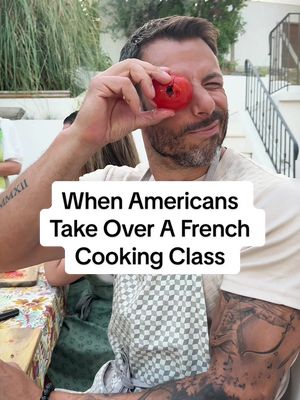 Oops, we didn’t get the stay classy memo 🍅😬 Follow us if you love to travel (and can’t help but have fun)  ✈️❤️ #travel #cookingclass #france🇫🇷 #mediterraneanfood #travelcouple 