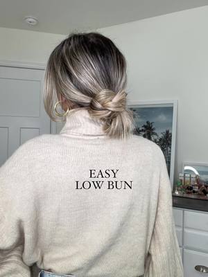 Easy Low Bun 🤍🎄✨ pretty sweater weather hair or a fun way to style your hair for the holidays! #hairtutorial #lowbunhairstyle #hairstyle #hairinspo #messybun 