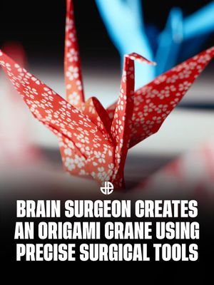 This surgeon shows off their skills by making an origami crane without touching it with their hands  📷: ysk84books #Origami #origamichallenge #Viral