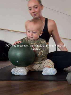 Your a 7 month old doing mommy and me Pilates  #fyp #MomsofTikTok #momvlog 
