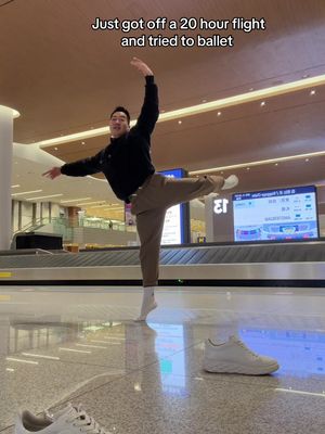 did this while waiting for luggage 😭 #ballet 