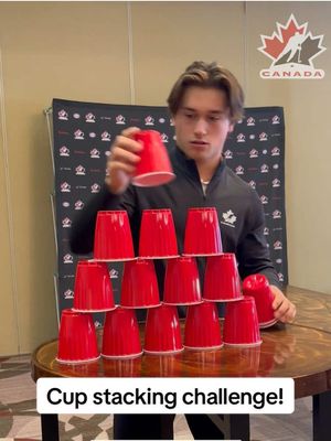 We challenged these Olympic hopefuls to a cup stacking competition. Who do you think completed it in the fastest time? 🤔 #HockeyCanada #TeamCanada #cupstacking #NHL #hockey @Philadelphia Flyers @Canadiens Montréal @San Jose Sharks @NHL 