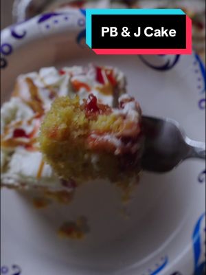 You’re gonna LOVE this one  PB & J Cake 1 box yellow cake mix 1 cup peanut butter  1 stick melted butter 1 1/4 cup milk 4 eggs 1 cup Jelly Topping 8oz whipped topping 1/4 cup each of jelly and Peanut butter Optional*** Chopped Peanuts Preheat oven to 350º In large mixing bowl add cake mix and peanut butter mixing until crumbly Mix in milk and eggs til completely incorporated, batter will be chunky Pour into lightly greased 9x13 cake pan and bake 30-40 mins or til toothpick comes out clean Let cool on counter for 15 mins Using a rounded kitchen utensil poke holes across the top of the cake In a microwave safe bowl add cup of jelly and microwave in 30 sec intervals til runny, pour evenly over the top of the cake Place cake in fridge for 2 hours to cool completely Once chilled spread on whipped topping and microwave remaining jelly and peanut butter to pour over (optional mix peanut butter with whip topping before spreading) Garnish with chopped peanuts if desired and serve Tastes Exactly like a Pb and J, the cake mixed with the peanut butter gives it a bread taste too. We loved it, hope you do too #pbandjcake #EasyRecipe #dessert #holmescooking