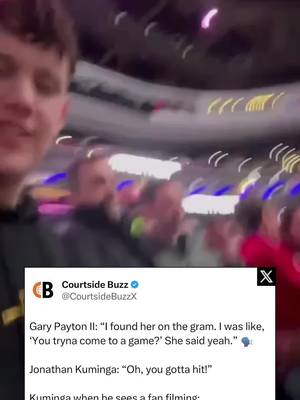 Gary Payton II: “I found her on the gram. I was like, ‘You tryna come to a game?’ She said yeah.” 🗣️ Jonathan Kuminga: “Oh, you gotta hit!”  Kuminga when he sees a fan filming: “Oh ****! Cmon bro!”  Via. @AJ_199678/TT 