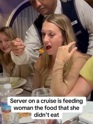 She didn’t seem impressed 😂 (📹 BViral)  #food #funny #cruise #waiter #fyp 