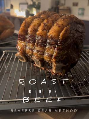 Reverse-Sear Joint of Beef. I find this method works best on nice fatty beef joints / steaks with a cap that crisp up and render.  METHOD: Salt your beef joint heavily all over with flaky sea salt and place on a rack over a large baking  tray. Allow to rest in the fridge for a minimum of 2 hours but best if left overnight. Take the joint out of the fridge 1 hour before roasting to bring up to room temperature.  Preheat oven to 90c fan / 100c (yes, that low).  Pat the beef dry with a paper towel being careful not to remove too much salt, sprinkle over some coarse black pepper and place on the bottom rack of the oven. Cook until the internal temperature reaches the following (see notes on timings below), depending on how you like your beef cooked (you will need a meat probe for this):  •52c rare  •53-54c medium rare  •55-57c medium •58-59c medium-well Well done. Please don’t do it.  Continued in comments (pinned) Once the internal temperature is reached, take the tray out of the oven, leave the beef on the rack and cover the meat with foil. Let it rest for 30-90 minutes.    Once the meat has rested for 30-90 minutes (I always let it rest a little longer, especially on Christmas Day, as it frees up space in the oven to cook all the Christmas Day sides), whack the oven up as high as it goes (I turn mine up to 270c fan), and once hot, uncover the beef, pop the tray on the bottom rack of the oven (so there is enough space for air to circulate around) and blast for 5-7 minutes until seared and crispy all over. There is no need to rest the meat again but I do for a few minutes before slicing into it.  TIMINGS:  This can be a little bit of a guessing game depending on the size and cut of beef / whether it’s boneless / on the bone.  For the 3kg rib of beef in this video (which is on the bone) this took just over 4 hours for a rare finish. Smaller joints will obviously take less time, and those that aren’t on the bone, even less. However, once the beef reaches your desired  internal temperature, you can leave it to rest for 30-90 minutes so I’d always put the joint in the oven quite a bit earlier than desired to allow enough time for it to reach your internal temperature. For example, a 1.5kg boneless joint will take around 1.5-2hours for medium rare + a resting time of 30-90 minutes before the final 5-7 minute sear.  #roastbeef #reversesear