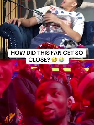 How did this fan get so close 😂 😂 ( via @AJ ) #NBA #viral #kuminga #funny 