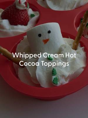 Hot cocoa season just got a major upgrade. ❄️❤️ Freeze these Santa hat toppers now, thank yourself all winter.  #Food #HotCocoa #CozyDrink #Family #HotChocolate  