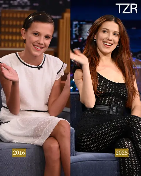 Last night, #MillieBobbyBrown co-hosted ‘The Tonight Show’ with #JimmyFallon. It was her 11th time on the show and marked nine years since she went on for the very first time. 📷: Getty