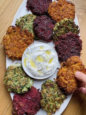Add a little colour to your plate with these rainbow latkes 🌈🤤 @Tamara + Sarah  #hanukkah #latkes #food 