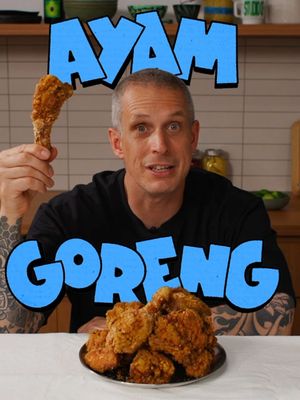 Ayam Goreng 🍗 Ingredients 1.8kg (4lbs) whole chicken sea salt, to season 1 tsp coriander seeds 1 tsp fennel seeds 1 tsp cumin seeds ½ tsp black peppercorns 3 dried chillies, chopped  4 shallots, sliced 6 cloves garlic, sliced 4cm piece fresh ginger, chopped 4cm piece galangal, chopped 1 lemongrass, white part only, chopped 2cm fresh turmeric, chopped  2 lime leaves, shredded 1 tsp curry powder 125ml (½ cup) water 1 egg 150g (1 cup) cornflour (cornstarch) peanut oil (or other neutral oil) for deep frying Method Step 1: Prep the chicken Break the chicken down into 10 pieces by removing the legs and wings, splitting the legs into drumstick and thigh, removing the breasts and halving each into 2 pieces. Season generously with salt and set aside on a tray.   Step 2: Make the marinade Place the coriander, fennel, cumin, peppercorns and chillies in a dry frying pan over medium high heat. Toast the spices for 1 minute until fragrant.  Transfer to a mortar and pestle and grind to a powder.  Place the shallots, garlic, ginger, galangal, turmeric, lemongrass, lime leaves and curry powder in a small food processor. Add the spice powder and season with some salt. Add the water and process until a smooth paste forms, scraping down the sides a few times.  Place the marinade in a large bowl, then add the chicken and toss very well to completely coat the chicken pieces. Cover and refrigerate for 1 hour, up to overnight.      Step 3: Cook the chicken Place the cornflour in a medium bowl. Mix the egg through the marinated chicken until completely combined.  Toss each piece of chicken in the cornflour, trying to keep as much of the marinade still on the chicken. Place the pieces on a wire rack over a tray.  Heat enough oil for deep frying in a deep saucepan to 180°C (355°F).  Cook the chicken in batches for 10-12 minutes, until golden, crisp and cooked through to 65°C (150°F). Drain on a wire rack. Serve hot with a sprinkle of salt and enjoy! #cookint #Recipe #food #chicken 