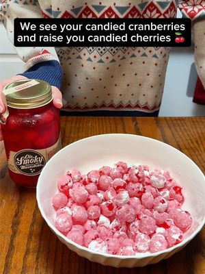 Pretty please with a sugar-coated moonshine-soaked cherry on top?? #olesmoky #cranberrysnowballs #candiedcranberries #moonshinecherries