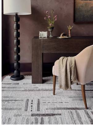Baby steps to the office of our dreams — starting with those moody plum-mauve plaster walls and ending with Valentina grounding the whole space. Sometimes it really is one layer at a time. Rug: Valetina VAL-02 Ivory / Grey