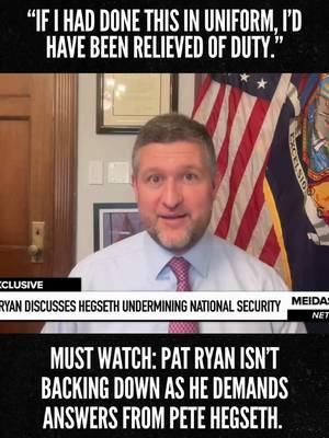 Pat Ryan isn’t mincing words when it comes to demanding accountability from Pete Hegseth. #fyp #new 