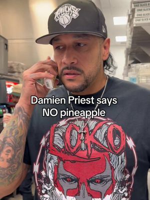 NYC rule #1: Don’t disrespect the slice 👊🍕 #WWE #damienpriest #pizza #pineapple 