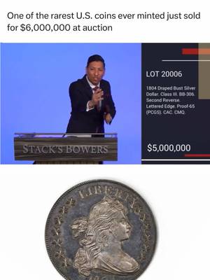 The legendary 1804 Draped Bust Silver Dollar crossed the block last night for a hammer price of $6,000,000 with buyer’s premium 🤩 Often called the ‘King of American Coins,’ it remains one of the rarest and most coveted pieces in U.S. numismatics. A true trophy coin from the James A. Stack, Sr. Collection.