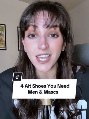 Replying to @Time you wanted the men/masc version of this alt shoe video so here it is! The only 4 alt shoes men & mascs need. Which ones do you agree with or what do you think I missed? #altfashion #altstyle #mensfashion #mensshoes #mensboots  alt shoes men, masc alt style, alt footwear, goth shoes, alt outfits, punk shoes, alt clothing for men, men’s fashion, goth men’s clothing