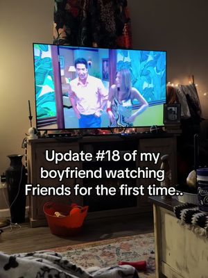 Update 18 of my  boyfriend watching  Friends for the first time.. You’ll have to watch in its entirety to hear @jessegraybill commentary. It’s long but oh so funny. Chandler’s jokes in this whole episode are some of my favorites! #update18 #Friends #monicashair #phoebeandmike #joeyandrachel 