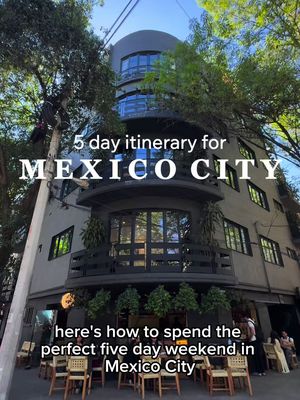 Steal my perfect 5 day weekend in Mexico City: day 1 Friday: breakfast @lardomexico , explore chapultepec park and visit the castle and Museo Nacional de Antropología, lunch @abrasamarmx , explore Roma and Condesa, specialty drinks @salon_palomilla , dinner at @launicamex in Polanco before Lucha Libre. day 2 Saturday: Breakfast at @tetetlan , explore Coyocan, shop the markets, explore Condesa in the afternoon and treat yourself to @myka_greek.mx , eat dinner @boticamasaryk , party @elayerdf or @cometadisco day 3 Sunday: Breakfast at @quentincafemx in Condesa. Bike on Reforma. Explore Zocalo and Palacio de Bellas Artes, shop Sunday Bazaars on Colima street in Roma Norte, eat lunch at @maizajo , and enjoy dinner at @pandoraroofmx Rooftop. day 4 Monday: Start with an authentic cooking class and market tour @auramexcooking, visit Museo Soumaya and Jumex, eat lunch @labonvi.mx , explore Polanco, and dinner at @entremarmx day 5 Tuesday: Breakfast at @cafetierrazul, visit Teotihuacan (or go early for the sunrise hot air balloons), authentic lunch @barralupemx,walk around and explore whichever area is your favorite, and end with a special dinner at Homare. For a custom itinerary for your trip or my full travel guide from Mexico City, comment “CDMX” below or message me! #cdmxfood #cdmx #hiddengems #itinerary  #mexicocitytravel        Mexico City Travel Guide | Mexico City Travel | CDMX Life | Mexico City Best Restaurants | Mexico City Hidden Gems | Mexico City Itinerary