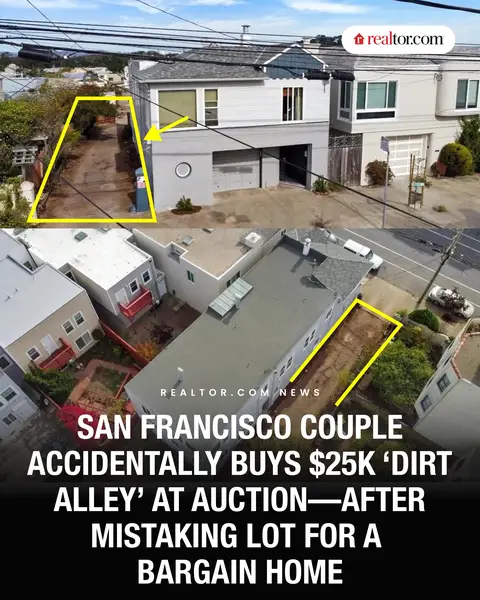 A married couple from San Francisco are now the accidental owners of an unpaved alleyway after putting in a bid for what they thought was a bargain property auction—only to discover that they had bought a rundown side street next to the home they believed they had purchased. #sanfrancisco #homebuying #realestate #auction #property 