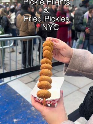 Hey Cousins!!!  Only a few weeks left to experience the incredible #food vendors at @bryantparknyc #bryantparkwintervillage and if you’re a #pickle fan you must get these flights of #pickles and these #cripsy  dipped in the creamiest   from @picklemepete in  ! If you’re a  this is a must 🥒