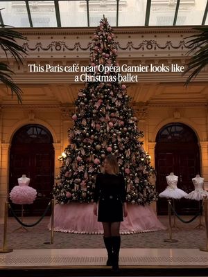 This Paris café and restaurant near Opéra Garnier looks like a Christmas ballet, and it's not just for photos. Café de la Paix and The Verriere Restaurant is part of Le Grand Hôtel and works perfectly for both coffee and lunch. 8 With the ballerina-shoe Christmas tree and the soft, elegant setting, the whole place feels very ballet-core Paris in December. Come for a quiet coffee break in the afternoon, or plan it as a slow lunch between sightseeing. It's central, elegant, and easy to fit into a Paris day without rushing from one place to another. We ordered the onion soup and the beef tartare, and both were genuinely delicious. Comforting, classic, and exactly what you want on a winter day in Paris. A really good stop when you want something classic, pretty, ano very Paris. Save this for your winter Paris plans. #paris #operagarnierparis #pariscafe #parischristmas 