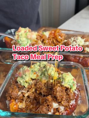 SAVE THIS ‼️ 4 meals in 1 HOUR Glazed Sweet Potato Loaded Taco Bowls for Meal Prep 🤯 (recipe 👇🏽) Announcements: ✅ Cookbooks on my website! Www.icekarimcooks.com (Check’em out macros included!) 💪🏽  ✅ New seasonings coming soon 👀 @spiceXseasoning  Macros per meal prep - guac NOT included (x4 meal preps): approx 675 calories | 52g P | 30g C | 39g F For the sweet potatoes: 4 medium sized sweet potatoes 🍠  3 tbsp Butter 🧈  2 tbsp Brown sugar  1 tsp Cinnamon  Pierce sweet potato with a fork then Microwave butter, brown sugar, and cinnamon and brush over sweet potato. Bake 350°F for 1 hour in oven safe meal prep containers For the beef: 1 tbsp olive oil 🫒  1 medium onion, diced 🧅  2lb 90% lean ground bison 🦬  2 tbsp @SpiceXseasoning taco BLAST 🌶️  2 tbsp tomato paste 🍅  8 garlic cloves, minced 🧄  1/2 cup water 💦  1 tsp Hot Honey 🍯 (Optional) Sautee onions for 2-3 mins on low heat then add ground beef To assemble: 1/4 cup Freshly grated Monterrey Jack cheese per meal prep 🧀 Guacamole: (serve this on the side) 2 large Avocados 🥑  1/2 medium Red onion, diced 🧅  2 Tomato, diced 🍅  1 Serrano, diced  🌶️  1/4 cup Cilantro, chopped 🌿  1 Lime 🍋‍🟩 . . . . #icekarim #healthyrecipes #EasyRecipes #mealprep #quickrecipes 