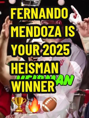 Fernando Mendoza: Your 2025 HEISMAN 🏆🔥 Follow for more!! 👀 #fernandomendoza #heisman #indianahoosiers #quarterback #cfb