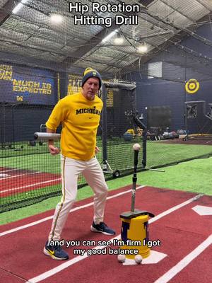 Here’s a simple drill to help emphasize hip rotation.  #practice #baseball #training #michigan #hitting