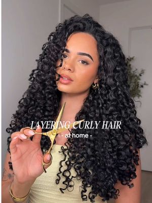 How I cut curly layers at home ➰ This is my first time attempting layers on my own hair and the results HONEYY! I looked up a few tutorials and tried the three layer method and I’m so happy I tried it because it’s exactly what I envisioned! How I did it Layer 1: brush all hair to the top of forehead and trim  Layer 2: section from ears, brush hair to the front and trim Layer 3: take crown section, brush hair to the front and trim Layer #curlyhaircut #haircut #curlyhairroutine #naturalhairjourney 