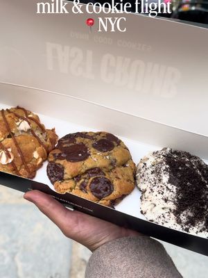 Hey Cousins!  If you get anything #sweet at the #bryantparkwintervillage let it be these #cookie and #milk flights from @Last Crumb @Last crumb cookies #bryantparknycthis year! Our  were warm classic   and   🍪 They even serve them with shots of  milk, Oreo milk, and  milk 🥛 If you like  then this spot is for you!