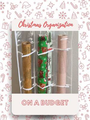 This $1 dollar store hack is perfect for Christmas wrapping paper storage and small spaces. Hope this helps! #mom #momhack #LifeHack #christmas #organizationhack 