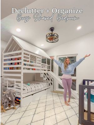 Emptying out the room was honestly the best way to declutter and organize! Doing this before Christmas was so helpful! I hope this encourages you to do the same! #decluttering #boysbedroom #kidsbedroom #toyorganization 