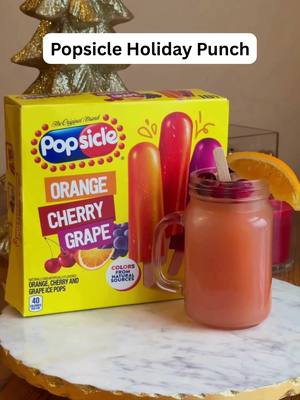Greet your guests with a festive and delicious Popsicle Holiday Punch, perfectly topped with a Popsicle ice pop 🍹  #Popsicle #MocktailRecipe #HolidayPunch #HolidayMocktail#DrinkRecipe 