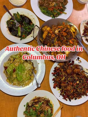 Hometown highlights: @Fiery Sky Asian Kitchen in Columbus OH🌶️ 📍: 1450 Bethel Rd, Columbus, OH 43220 The order:  - Century egg with green chili pepper - Sichuan spicy beef & tripe slices - Ge Le Mountain bone in spicy chicken - Dry pot spiced bone in lamb - Stir fried hand shredded cabbage - Beef with hunan chili sauce #columbus #columbusohio #cbusfoodscene #columbusfoodie #asseenincbus