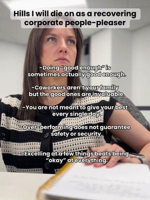 Basically, there are bigger things in life than a perfect review. #corporatepeoplepleaser #recoveringpeoplepleaser #corporateburnout #millennialworklife #healingatwork