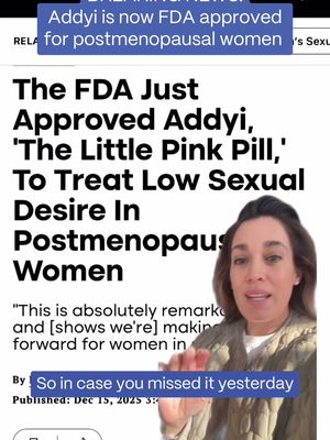 The FDA just expanded approval of Addyi, “The Little Pink Pill,” to postmenopausal women! 🎉 Explained by Midi Guest Educator Dr. Alicia Robbins, Addyi is the first and only FDA-approved pill proven to treat low libido in both pre and postmenopausal women (<65). This approval is a step forward in addressing bias in women’s health, expanding access to sexual health treatments, and reinforces the thoughtful, forward-looking care we provide every day at Midi. 💖  #addyi #menopause #perimenopause 