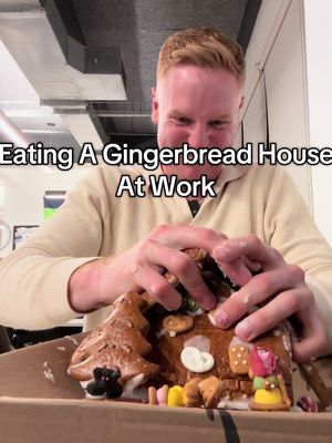Went full gingerbread house for lunch, this thing was a piece of junk #lunch #office #work 