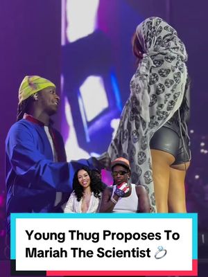 Aww! Congratulations are in order! #YoungThug proposes to #MariahTheScientist during his Atlanta show💍💓! (🎥/📸: @iamdonjuan / IG @gettyimages) ✍🏾: #TSRStaffST