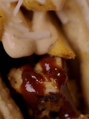 THIS IS OUR NEW BBQ CHICKEN DOUBLE CRUNCH! 💥🌮 A hard-shell Taco wrapped in a soft-shell flour tortilla with queso, GYG's iconic chicken, sweet chipotle BBQ sauce, chipotle-seasoned fries, chipotle mayo and jack cheese – ALL FOR ONLY $4.80!